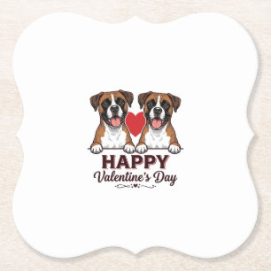 Boxer-Hunde Frohen Valentinstag Vintage Untersetzer