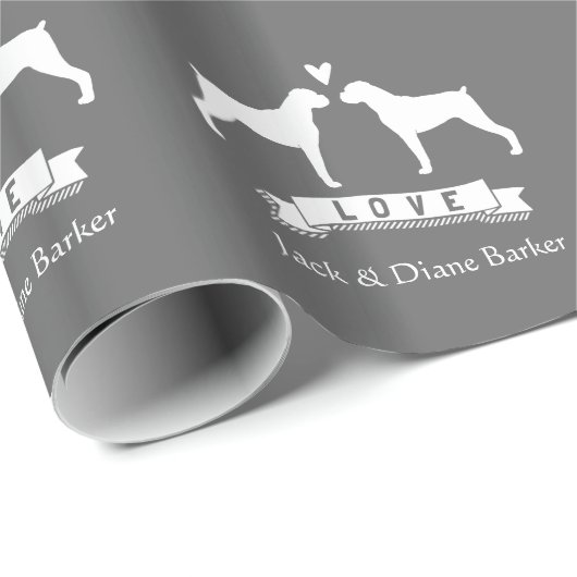Boxer-Hunde Hochzeit mit benutzerdefiniertem Text Geschenkpapier (Rolleneckpunkt)