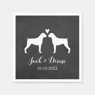 Boxer-Hunde-Hochzeitspaar mit individuellem Text Serviette
