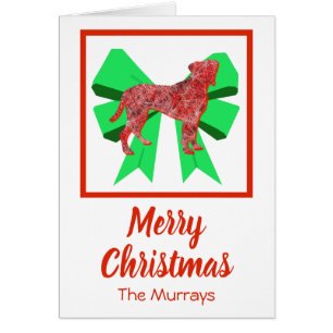 Boxer Hunde Niedlicher Weihnachtshund & Green Bow 