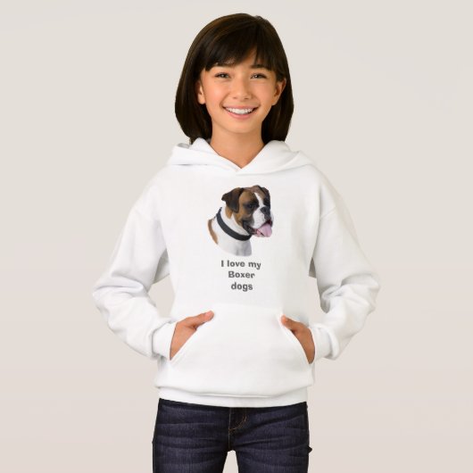Boxer Hunde Portrait Foto Hoodie (Vorne ganz)