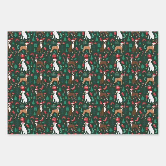 Boxer Hunde Santa Paws Niedlich Geschenkpapier Set (Vorderseite 2)