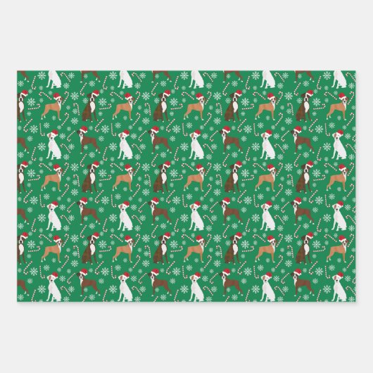 Boxer Hunde Santa Paws Niedlich Geschenkpapier Set (Vorderseite)