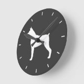 Boxer-Hunde-Silhouette (gepökelte Ohren) Runde Wanduhr (Winkel)