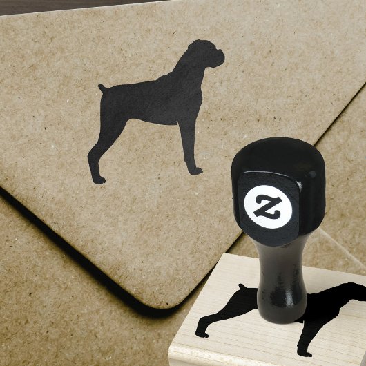 Boxer-Hunde-Silhouette mit natürlichen Ohren Gummistempel