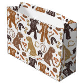 Boxer-Hunde-Silhouette nahtlos Muster Große Geschenktüte (Rückseite Schrägansicht)