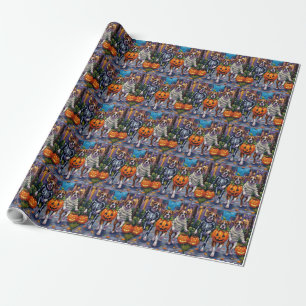 Boxer Hunde Trick-or-Treating in Halloween-Kostüme Geschenkpapier