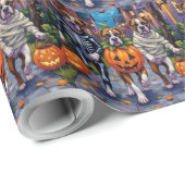 Boxer Hunde Trick-or-Treating in Halloween-Kostüme Geschenkpapier (Rolleneckpunkt)