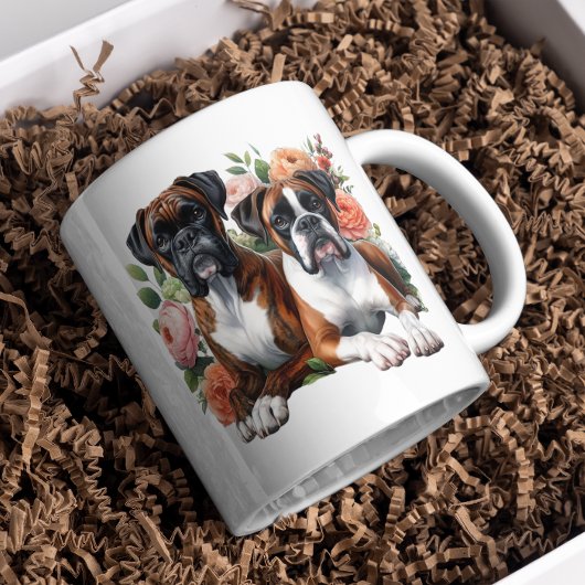 Boxer Hunde unter den Blume Kaffeetasse