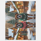 Boxer Hunde Weihnachten Schnee Urlaub  Fleecedecke (Vorderseite)