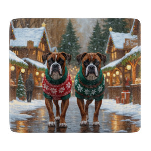 Boxer Hunde Weihnachten Schnee Urlaub  Schneidebrett