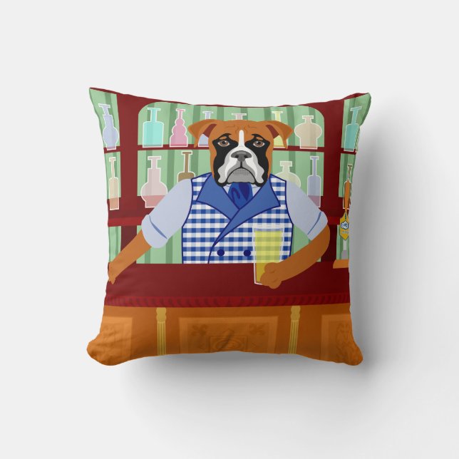 Boxer-Hundebier-Kneipe Kissen (Vorderseite)