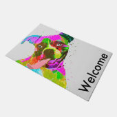 Boxer-Hundebunte Pop-Kunst Fußmatte (Schrägansicht)