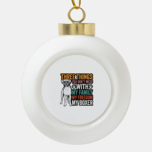 Boxer-Hundefamilie Freiheit Vintage-Shirt-Design_1 Keramik Kugel-Ornament