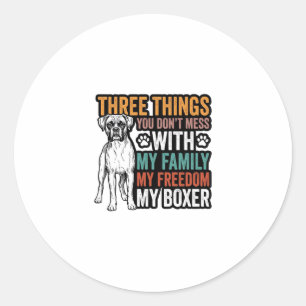 Boxer-Hundefamilie Freiheit Vintage-Shirt-Design_1 Runder Aufkleber