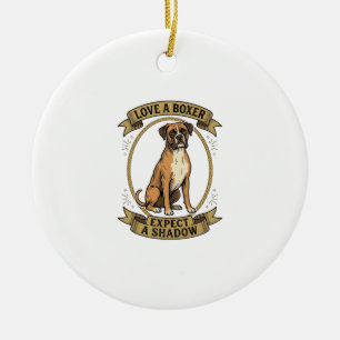 Boxer-Hundefan-Shirt Vintage-Gravur Lustiges Haust Keramik Ornament