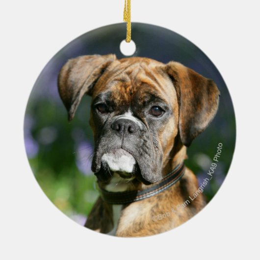 Boxer-HundeHeadshot Keramikornament (Hinten)