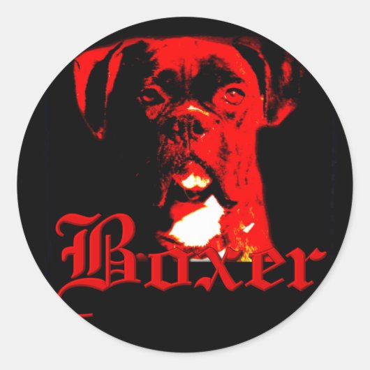 Boxer Hundekleber Runder Aufkleber (Vorderseite)
