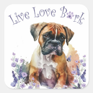Boxer-Hundemutter-Blumen Quadratischer Aufkleber