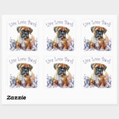 Boxer-Hundemutter-Blumen Quadratischer Aufkleber (Blatt)