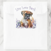 Boxer-Hundemutter-Blumen Quadratischer Aufkleber (Tasche)