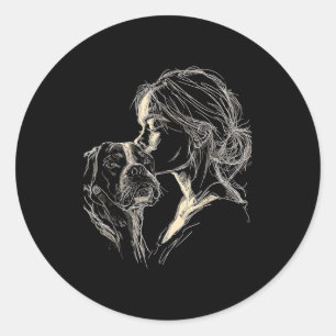 Boxer-Hundemutter süße Boxer-Hundeliebhaberin Mutt Runder Aufkleber