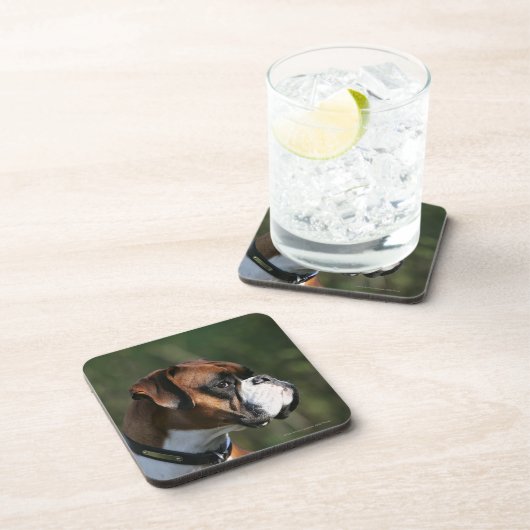 Boxer-Hundeseiten-Profil Getränkeuntersetzer (Rechte Seite)