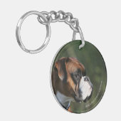 Boxer-Hundeseiten-Profil Schlüsselanhänger (Vorderseite links)