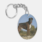 Boxer-Hundeshow-Position Schlüsselanhänger (Vorderseite links)