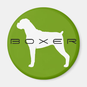 Boxer-HundeSilhouette mit den natürlichen Ohren Magnet