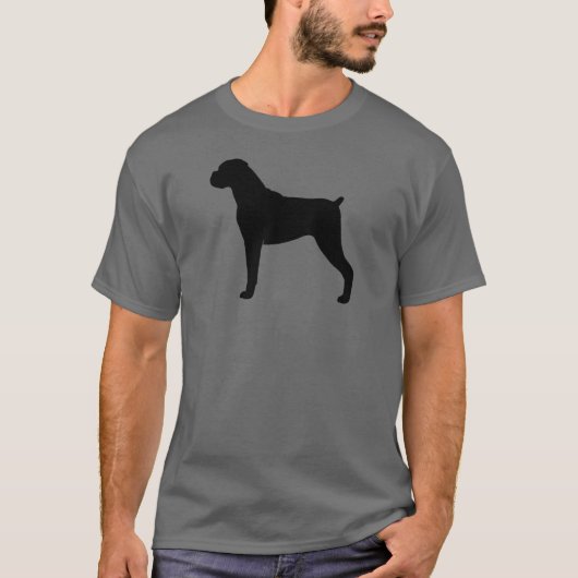 Boxer-HundeSilhouette mit den natürlichen T-Shirt (Vorderseite)