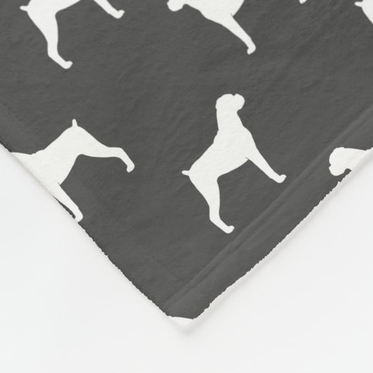 Boxer-HundeSilhouette-Muster-Grau Fleecedecke (Ecke)