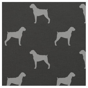 Boxer-HundeSilhouette-Muster - natürliche Ohren Stoff