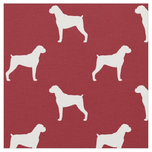 Boxer-HundeSilhouette-Muster - natürliche Ohren Stoff (Nahaufnahme)