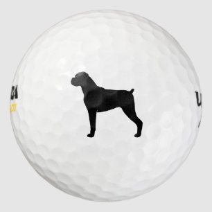 Boxer-HundeSilhouette - natürliche Ohren Golfball