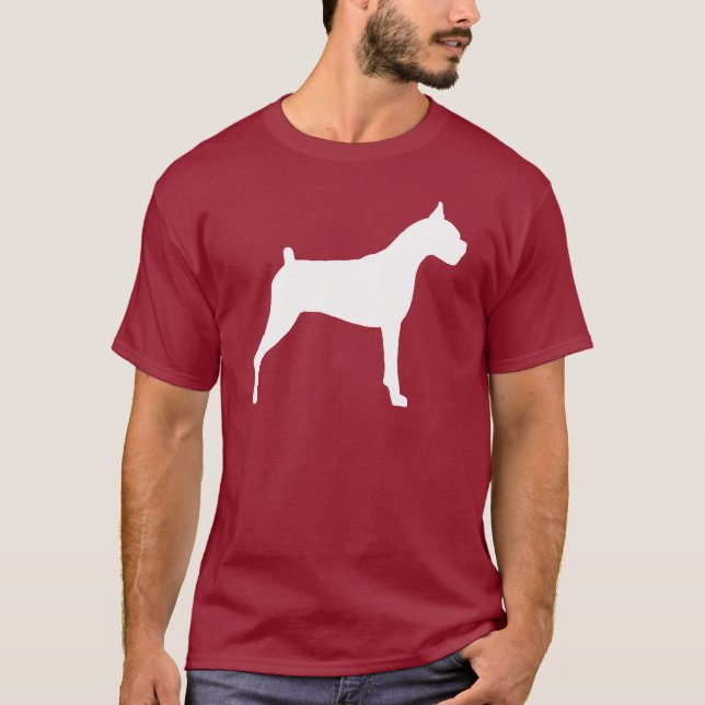 Boxer-HundeSilhouette (weiß) T-Shirt (Vorderseite)