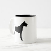 Boxer-HundeSilhouette Zweifarbige Tasse (Vorderseite Links)