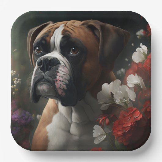 Boxer Hundeteller Pappteller (Vorderseite)
