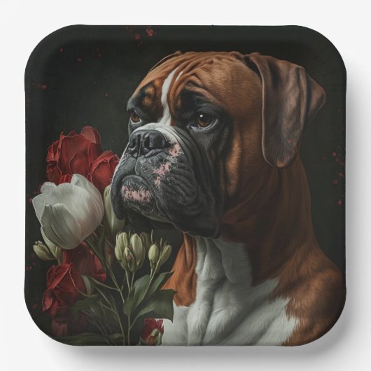 Boxer Hundeteller Pappteller (Vorderseite)