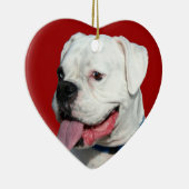 Boxer-Hundeverzierung des Valentinsgrußes weiße Keramik Ornament (Rechts)