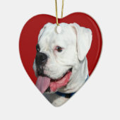 Boxer-Hundeverzierung des Valentinsgrußes weiße Keramik Ornament (Links)