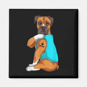 Boxer I Liebe Mama Tattoo Bekleidung, Hunde Mama G Magnet