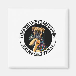 Boxer I Liebe Mama Tattoo Bekleidung, Hunde und Ta Magnet