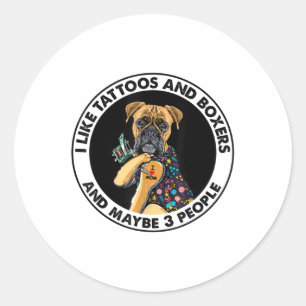 Boxer I Liebe Mama Tattoo Bekleidung, Hunde und Ta Runder Aufkleber