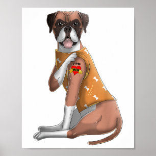 Boxer I Liebe Mama Tattoo Hundeshirt Funny Mütter Poster