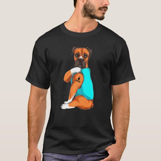 Boxer I Liebe Vater Tattoo Apparel Dog Vater Vater T-Shirt (Vorderseite)
