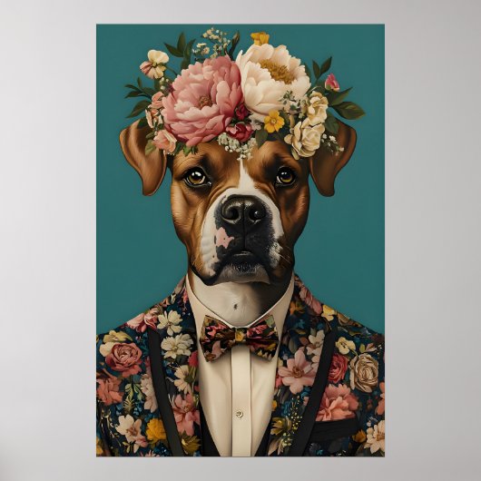 Boxer Im Anzug Poster, Boxer Portrait, Boxer Öl Poster (Vorne)