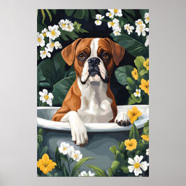 Boxer Im Badewanne Poster, Lustiger Hund Poster, B Poster