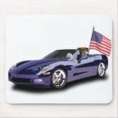 Boxer im blauen sportscar mousepad (Vorne)