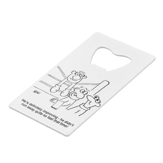 Boxer im Boxring. Funny Geldbeutel Flaschenöffner (Rückseite Schrägansicht)